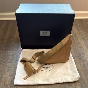 Prada Beige Triangle Shoulder Bag